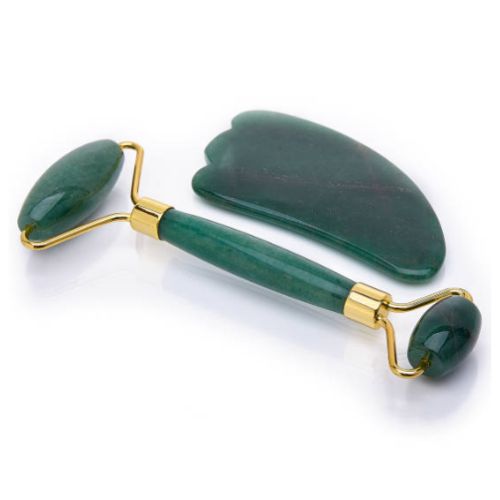 Jade quartz face roller